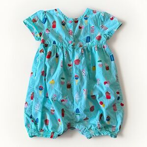 Hanna Andersson Size 18-24 Month Toddler Sunny Day Romper Blue Ice Cream Print